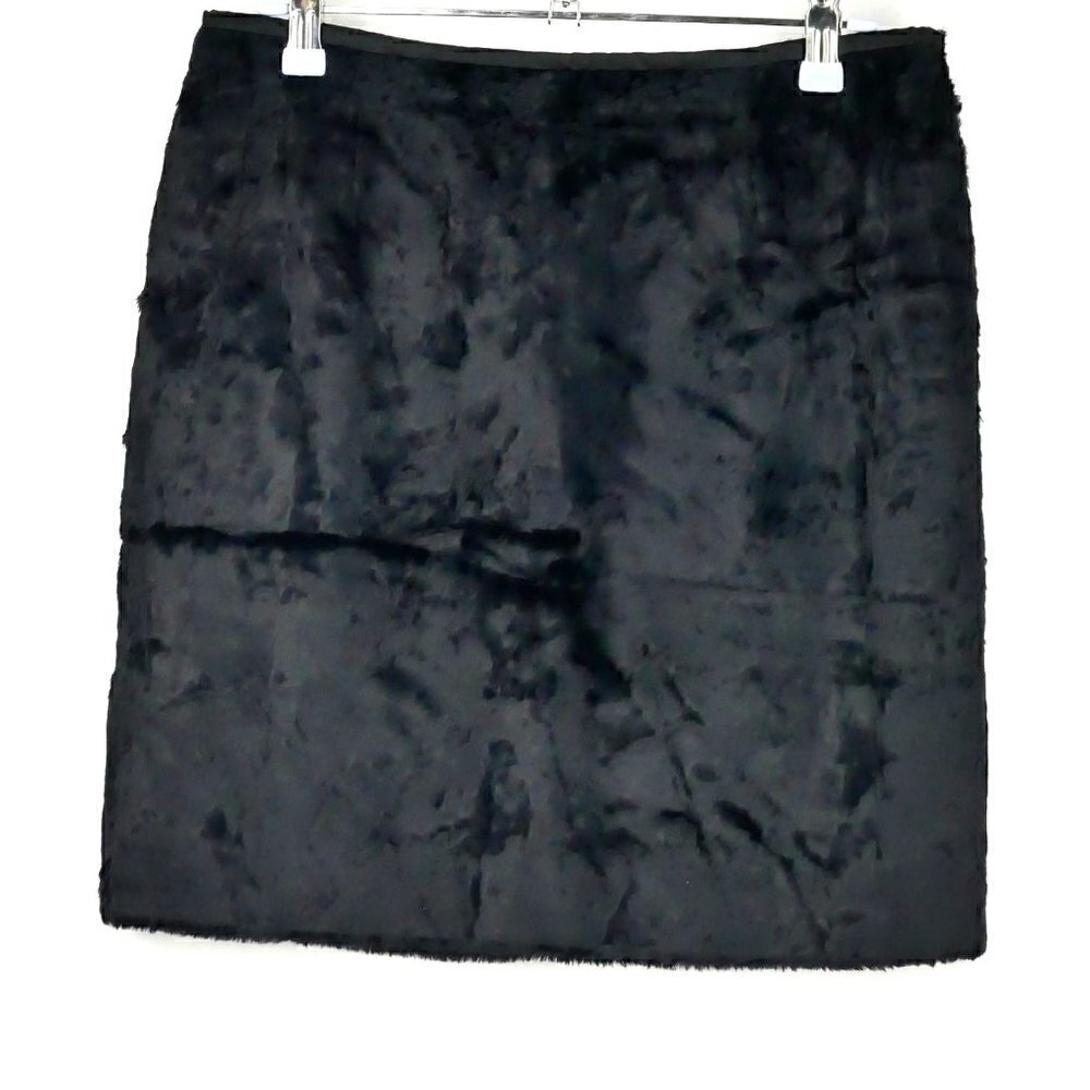NWOT Tahari Fuzzy Velvet Black Mini Skirt 12